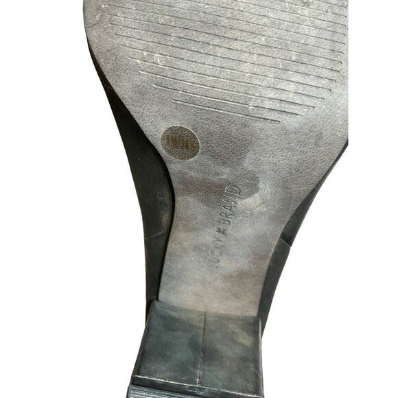 Lucky Brand Walwyn Black Nubuck Leather Block Heel Bootie Women's Size 8M - Picture 9 of 9